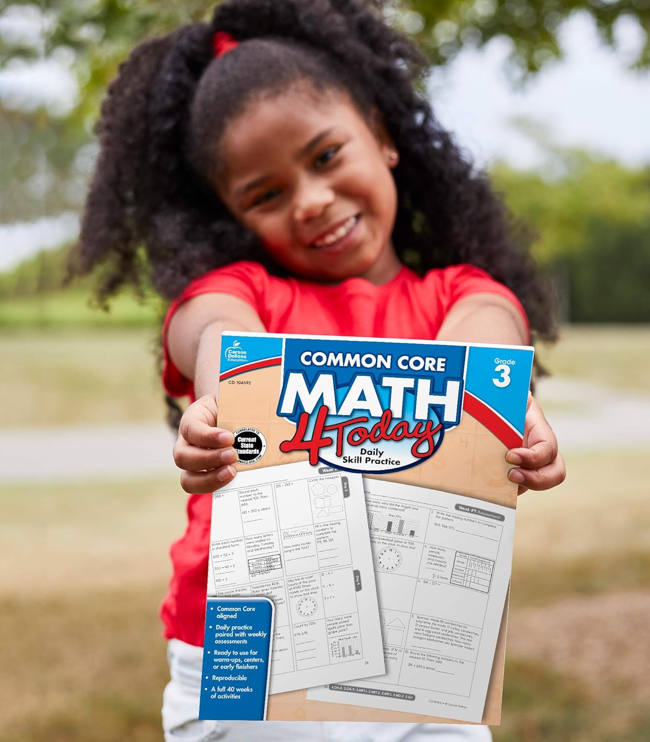 Carson Dellosa Common Core Math 4 Today 3rd Grade Workbooks, Telling Time, Fractions, Addition, Subtraction, Multiplication