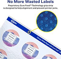 AVERY Glossy White Round Labels, 1in Diameter, Sure Feed, Permanent Adhesive