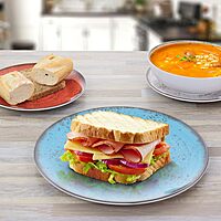 Elama Pryce 12-Piece Melamine Dinnerware Set, Assorted Colors