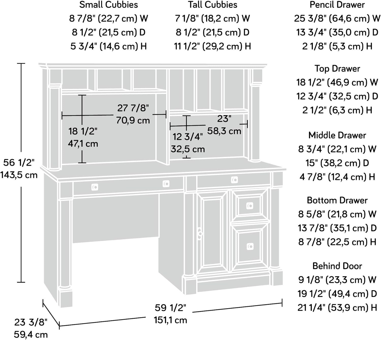 Sauder Palladia Computer Desk with Hutch, Home Office Desk