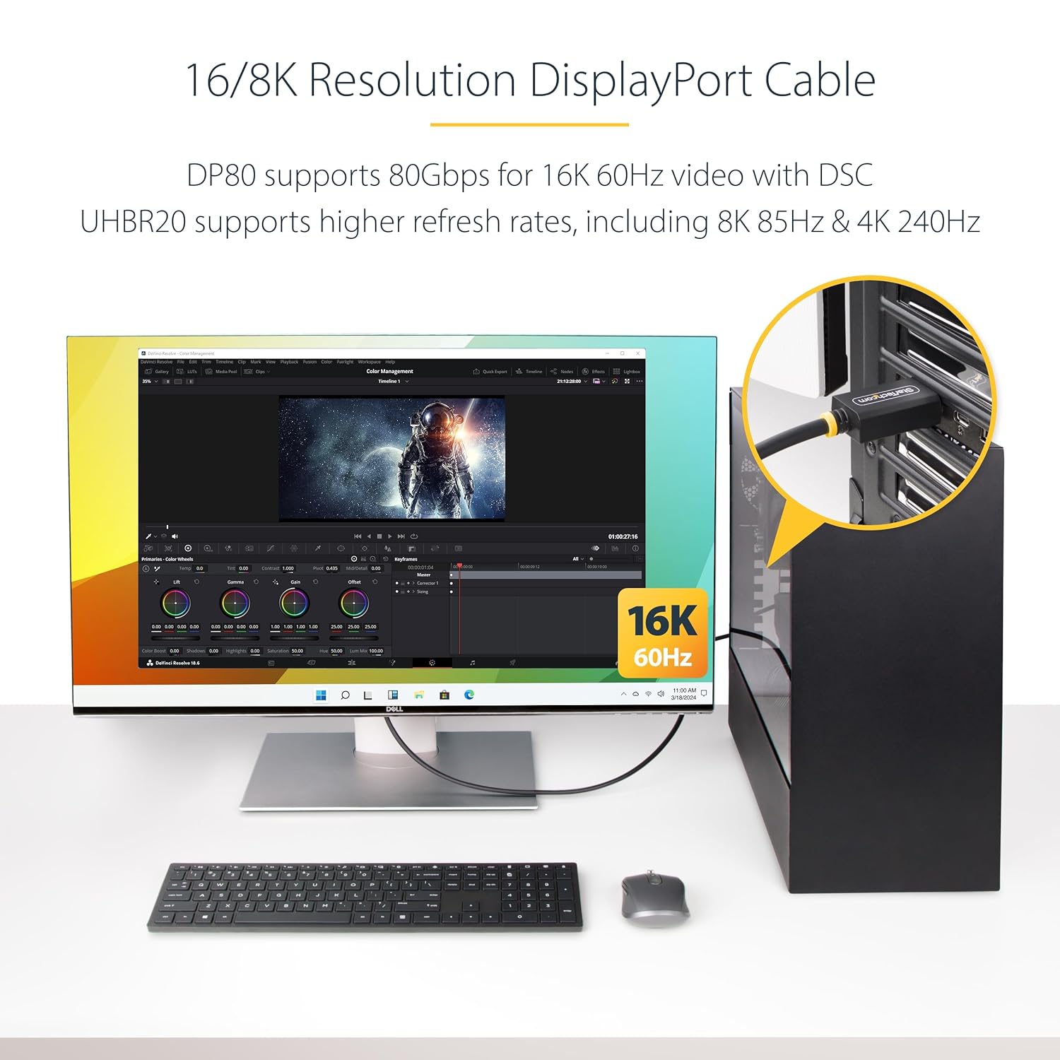 StarTech.com VESA-Certified DisplayPort 2.1 Cable (Male-to-Male)