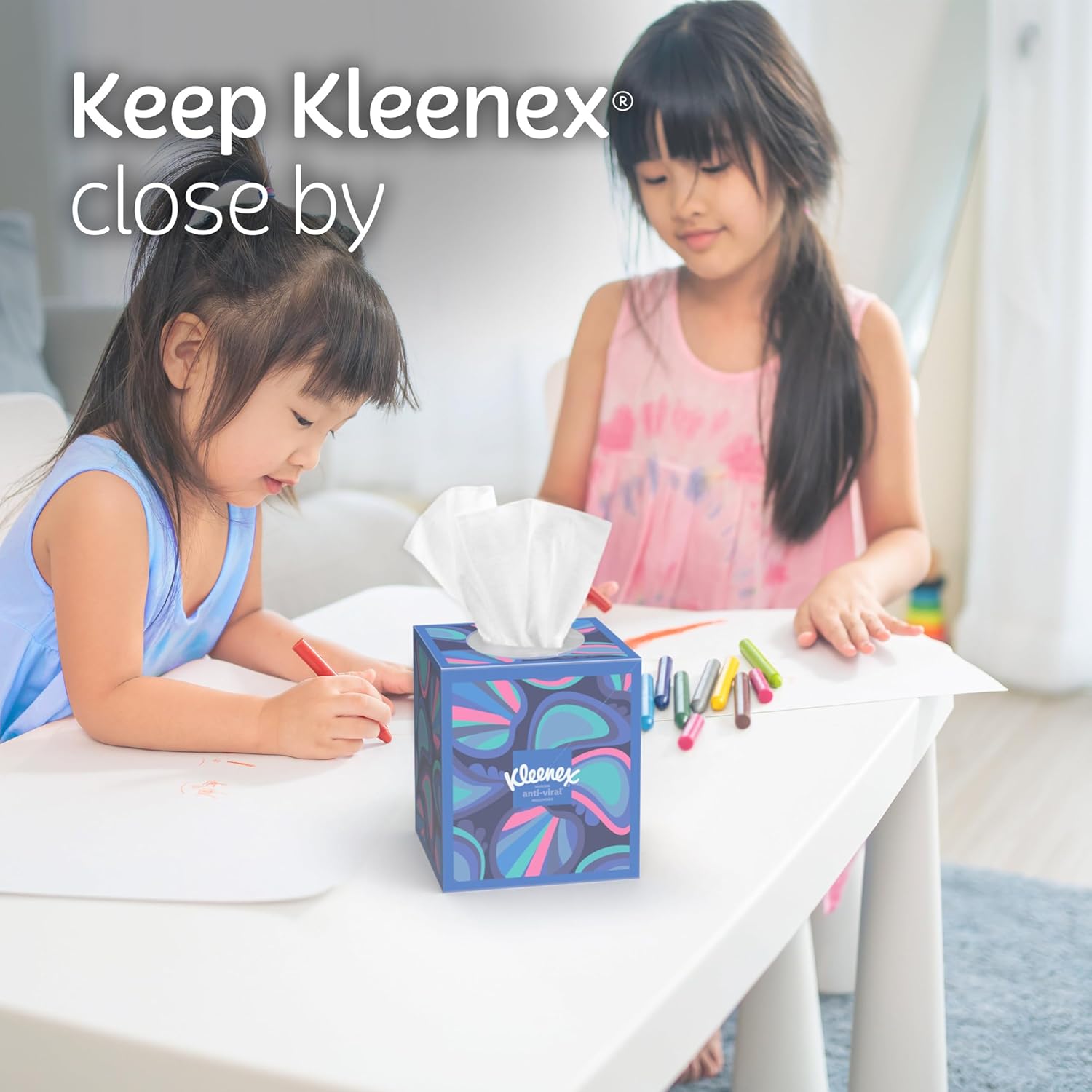 Kleenex Anti-Viral Facial Tissues, Classroom or Office Tissue, 4 Cube Boxes, 55 Tissues per Box