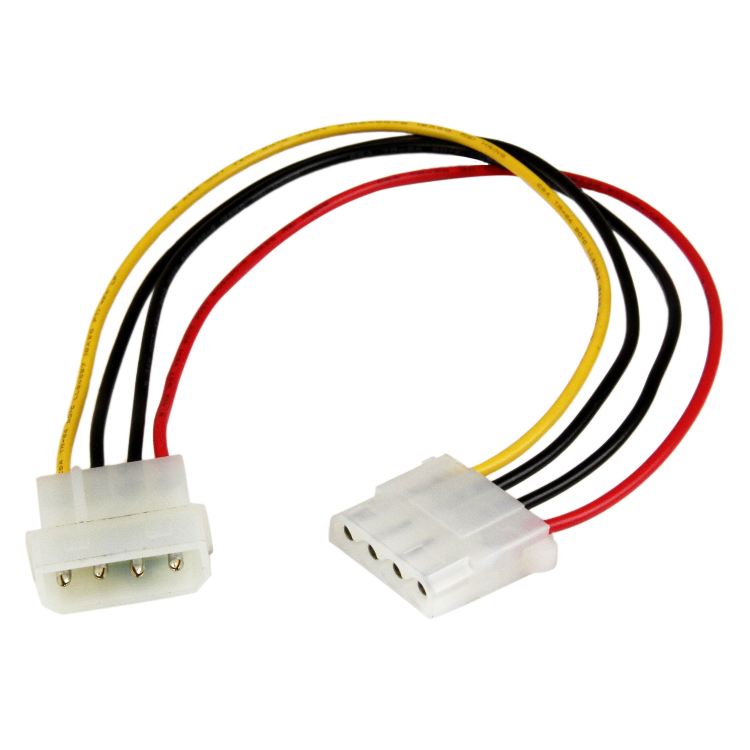 StarTech.com 12in Molex LP4 Power Extension Cable M/F - 4 pin Molex Power Connector - 4 pin Power Extension Cable