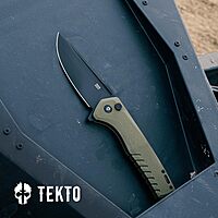 F3 Charlie Button Lock Folding Knife, Fine Edge Blade, Tactical OD Green G10 Handle