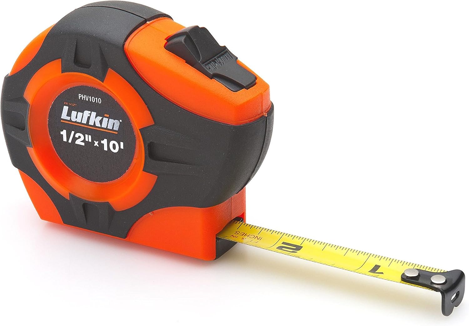 Lufkin 1" x 33' P1000 Series Hi-Viz Orange Yellow Clad A5 Blade Power Return Tape Measure - PHV1433N , Black