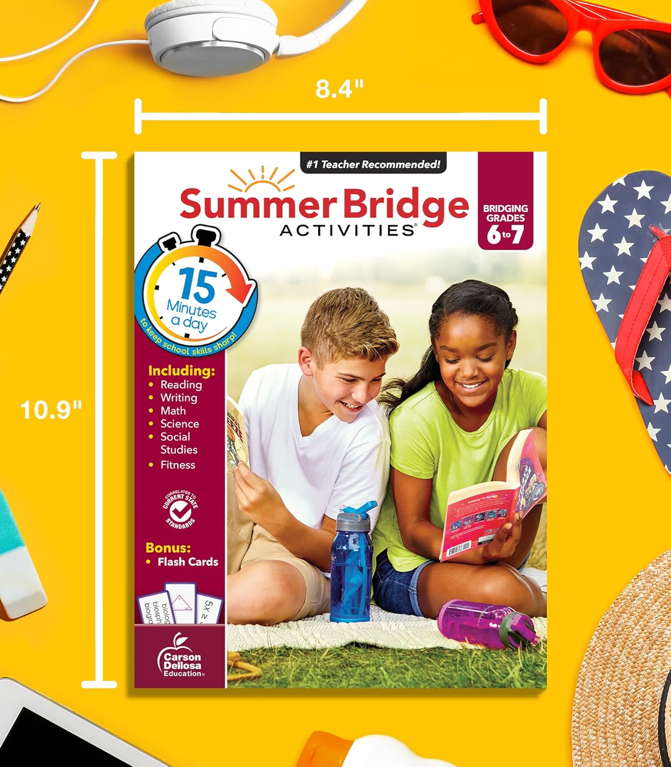 Summer Bridge Activities 6th to 7th Grade Workbooks All Subjects, Middle School Books With Math, Reading Comprehension