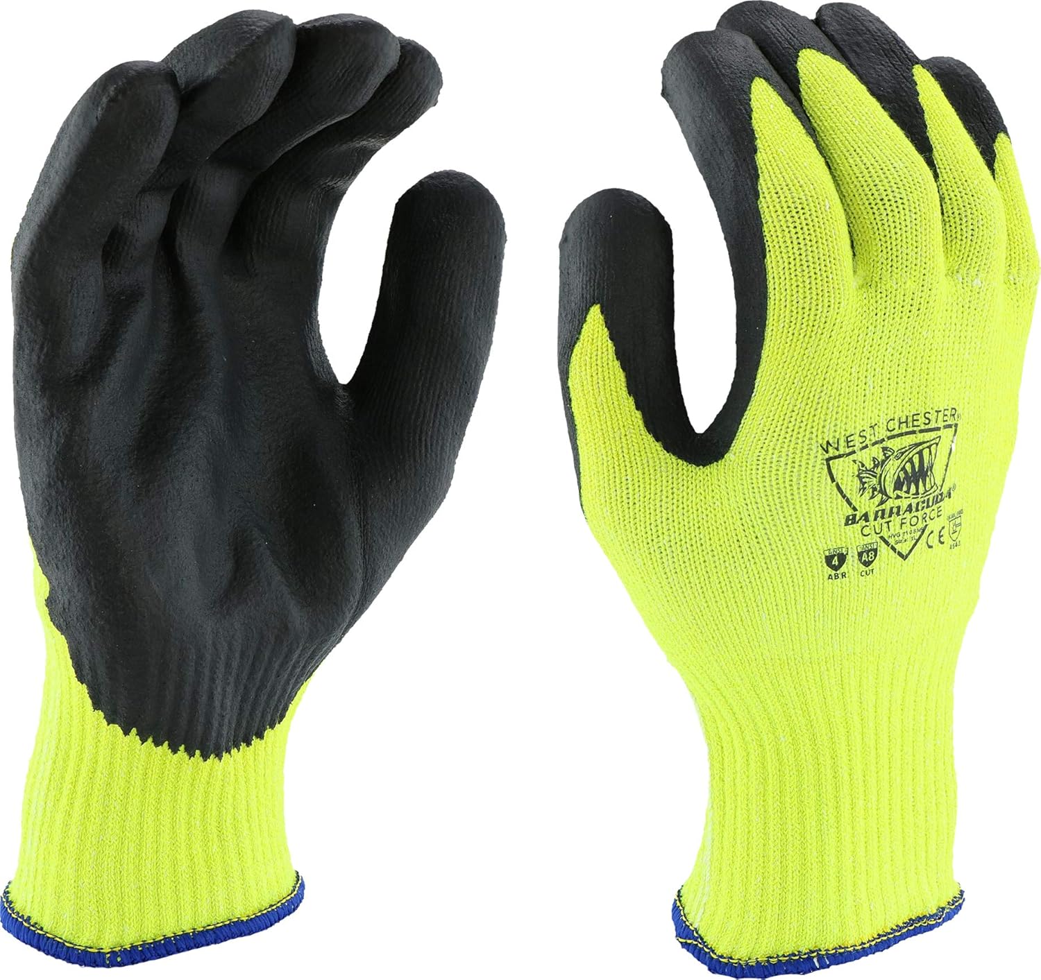 West Chester HVG710SNF Barracuda A8 Cut Resistant Gloves – [Pack of 12], X-Large, HPPE Gloves with Microfoam Nitrile Coating