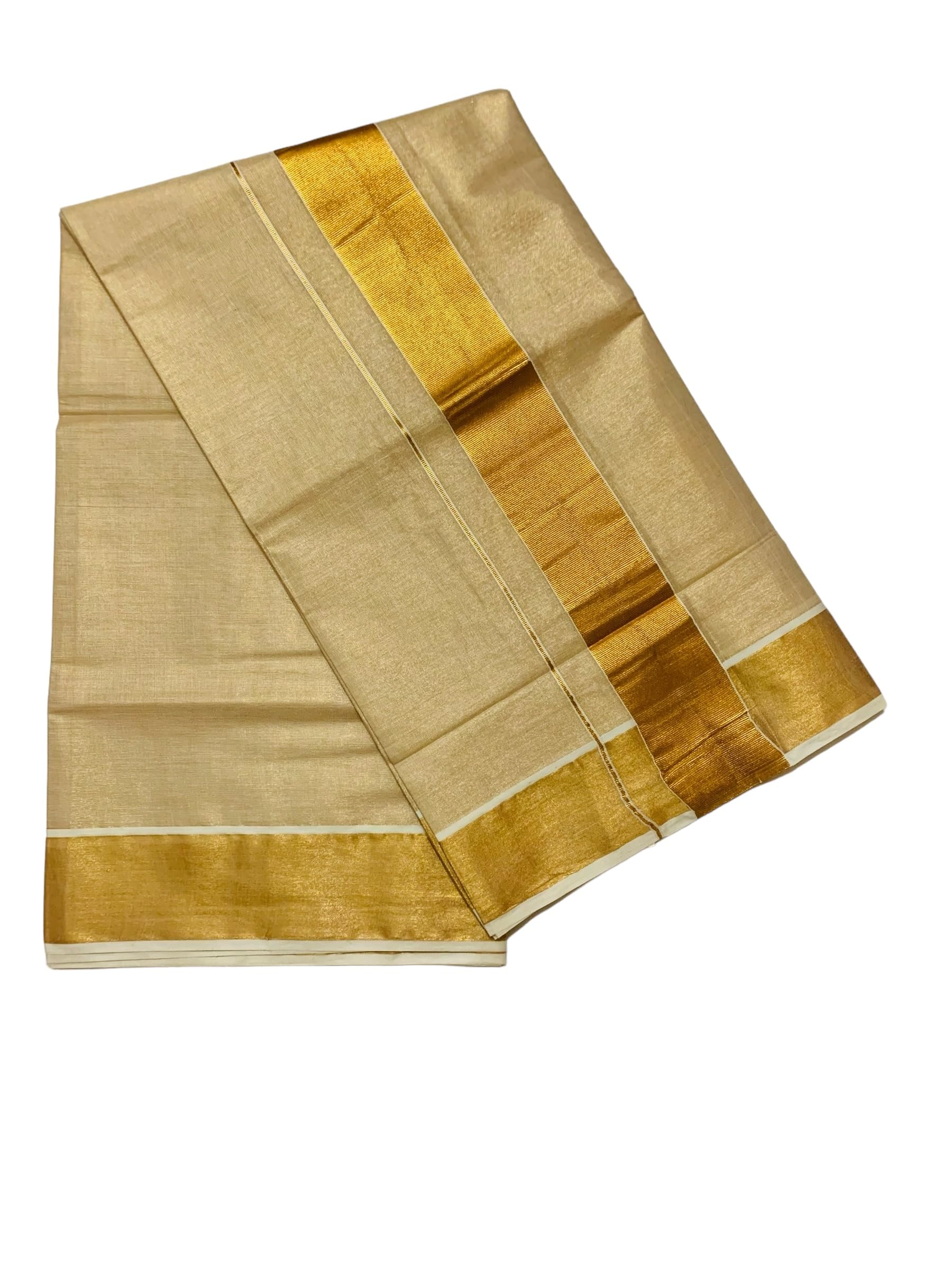 Kuthampully Kerala Saree |Traditional South Indian Sarees |Onam Cotton Kasavu Saree |Authentic South Cultural Sarees |Women's Plain Zari Kasavu |EKM-824 Pack -1 (Gold)
