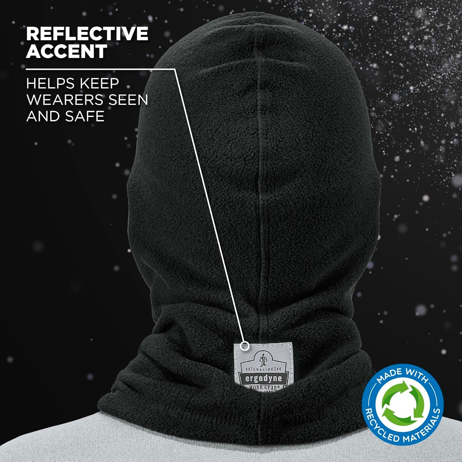 Ergodyne Standard Recycled Balaclava Face Mask, Black