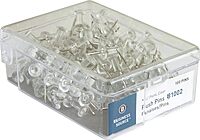 Business Source 1/2" Head Push Pins, Clear - Box of 100