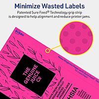 Avery Printable Rectangle Labels, Sure Feed Technology, 3-1/4" x 8-3/8", Neon Magenta Labels, Laser/Inkjet Printable