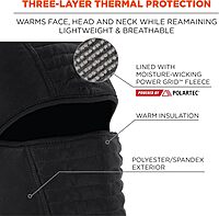 Ergodyne N-Ferno 6955 Insulated Balaclava Face Mask, 3-Layer, Black, One Size