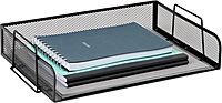 Mind Reader Stackable Paper Tray, Desktop Organizer, File Storage, Office, Metal Mesh, 13.25" L x 9.75" W x 6.25" H, 2 Pcs., Black 13.3" x 9.8" x 6.3"