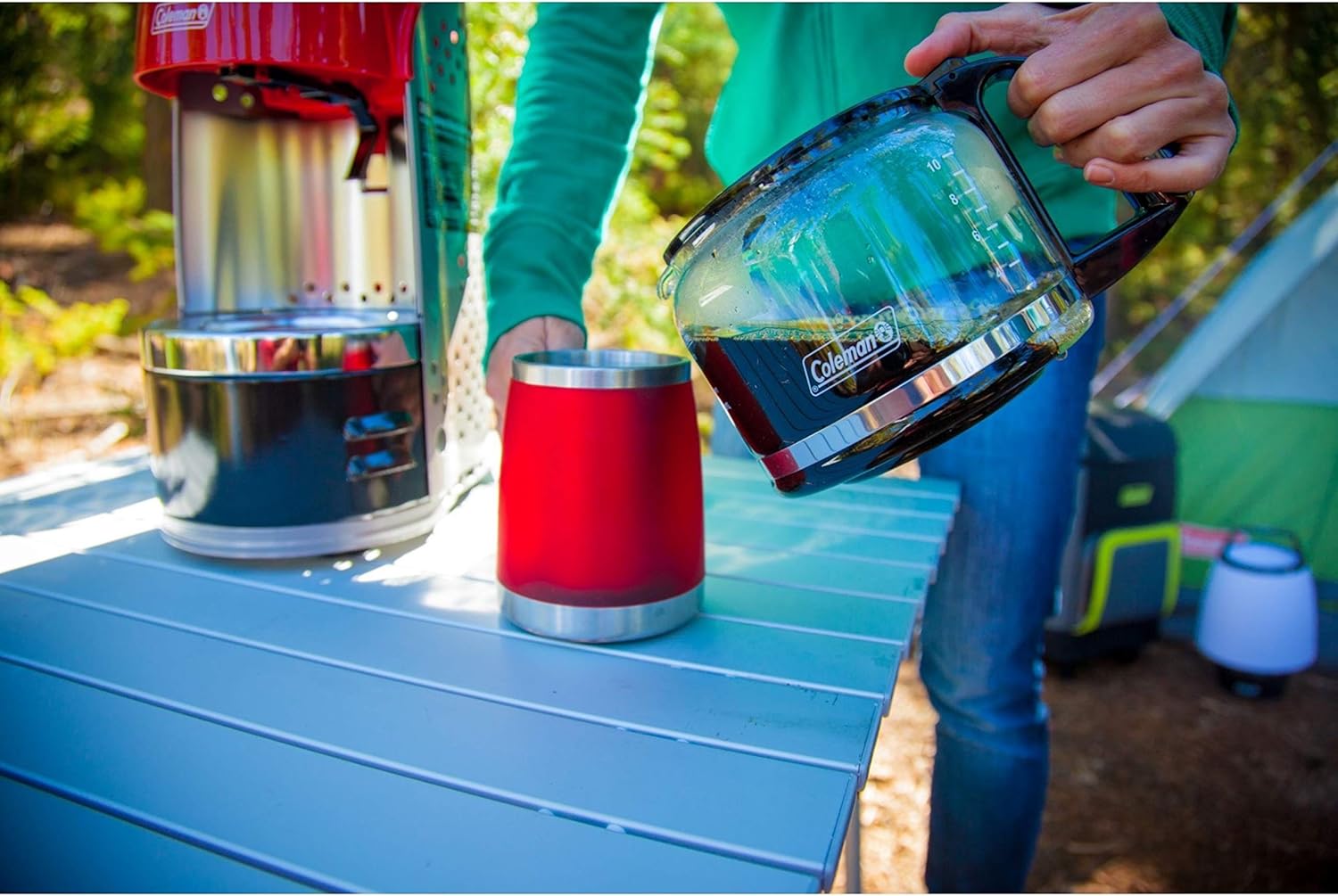 Coleman QuikPot 10-Cup Propane Coffee Maker, 4500 BTUs Brews 10 Cups in 18 Mins, Efficient Coffee Brewer for Camping