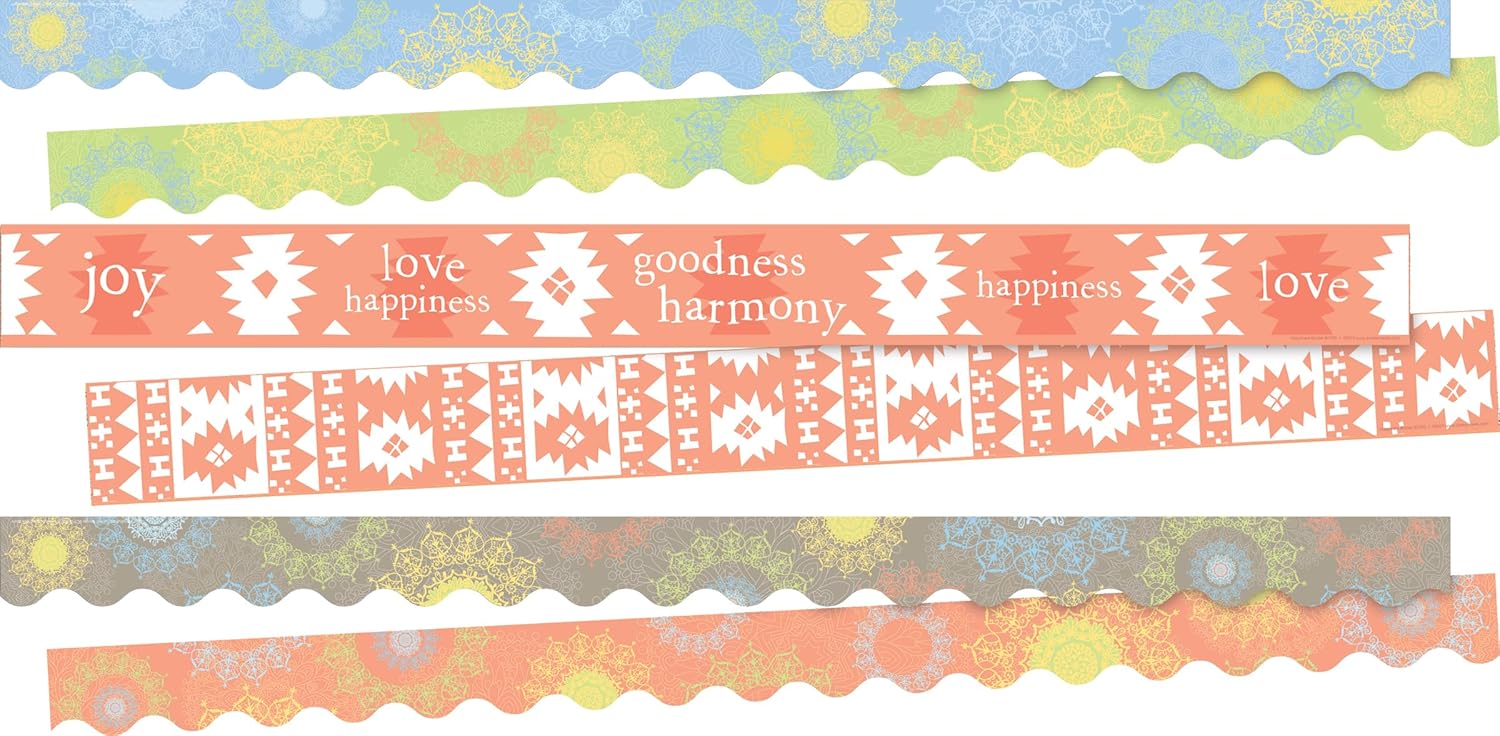 Barker Creek Double-Sided Border, Calming Sunset, School & Office Supplies, Bulletin Board Border Trim, Set of 3 Designs