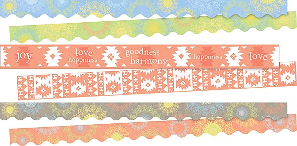 Barker Creek Double-Sided Border, Calming Sunset, School & Office Supplies, Bulletin Board Border Trim, Set of 3 Designs, Coordinating Designs Printed on Both Sides for Twice The Value, 38/Set (4028)