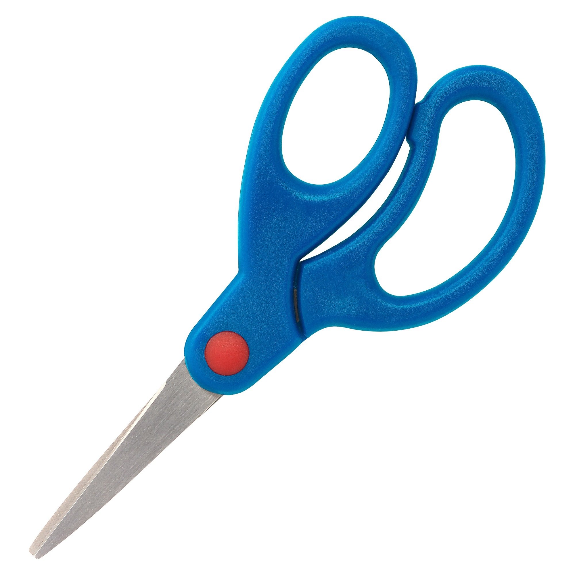 Sparco Bent Handle 5in Kids Scissors - 5in Overall Length - Stainless Steel - Pointed Tip - Blue - 1 Each