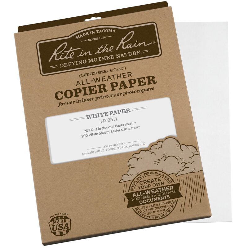 RITE IN THE RAIN Weatherproof Copier Paper, 8.5" x 11", 20# White