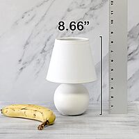 SIMPLE DESIGNS LT2008 Mini Ceramic Globe Table Lamp with Fabric Shade