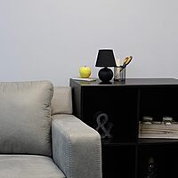 SIMPLE DESIGNS LT2008 Mini Ceramic Globe Table Lamp with Fabric Shade