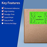 Avery Printable Rectangle Labels, Sure Feed Technology, 5" x 7", Neon Green, Laser/Inkjet