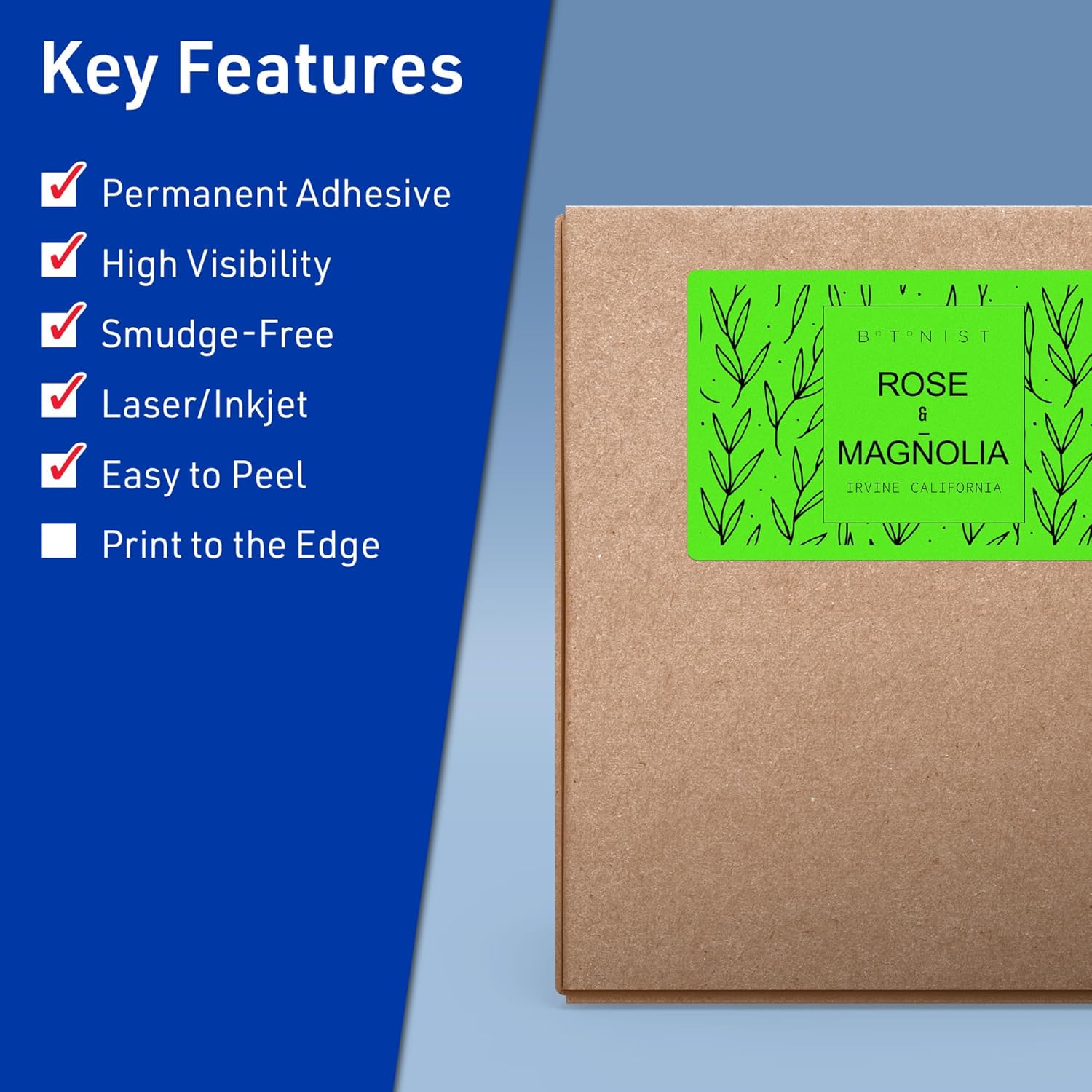 Avery Printable Rectangle Labels, Sure Feed Technology, 5" x 6", Neon Green, Laser/Inkjet Printable