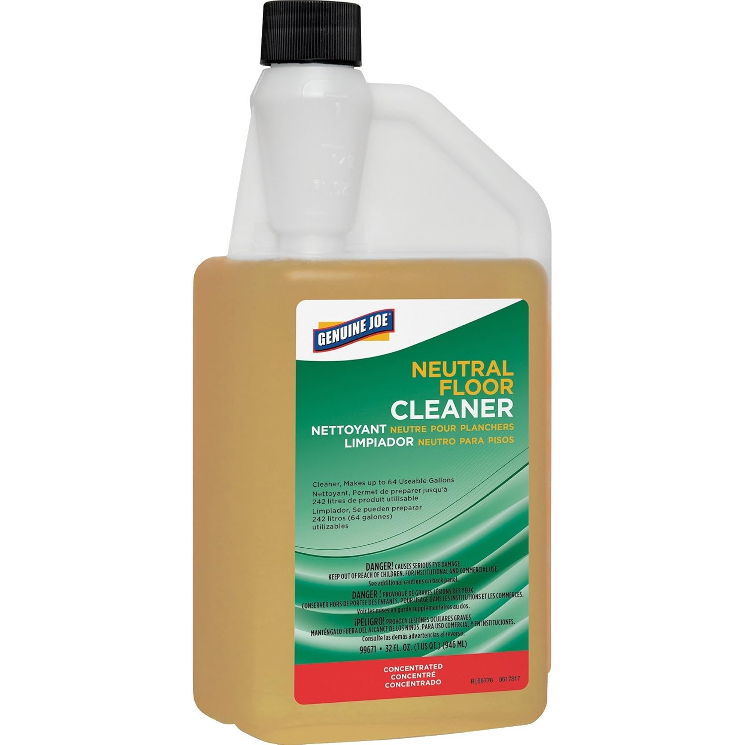 Genuine Joe 99671 Floor Cleaner, Concentrated, Neutral pH, 32 oz, Yellow