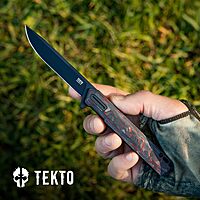TEKTO F2 Bravo Folding Pocket Knife - D2 Steel Blade, Ceramic Ball Bearings - EDC - Snap