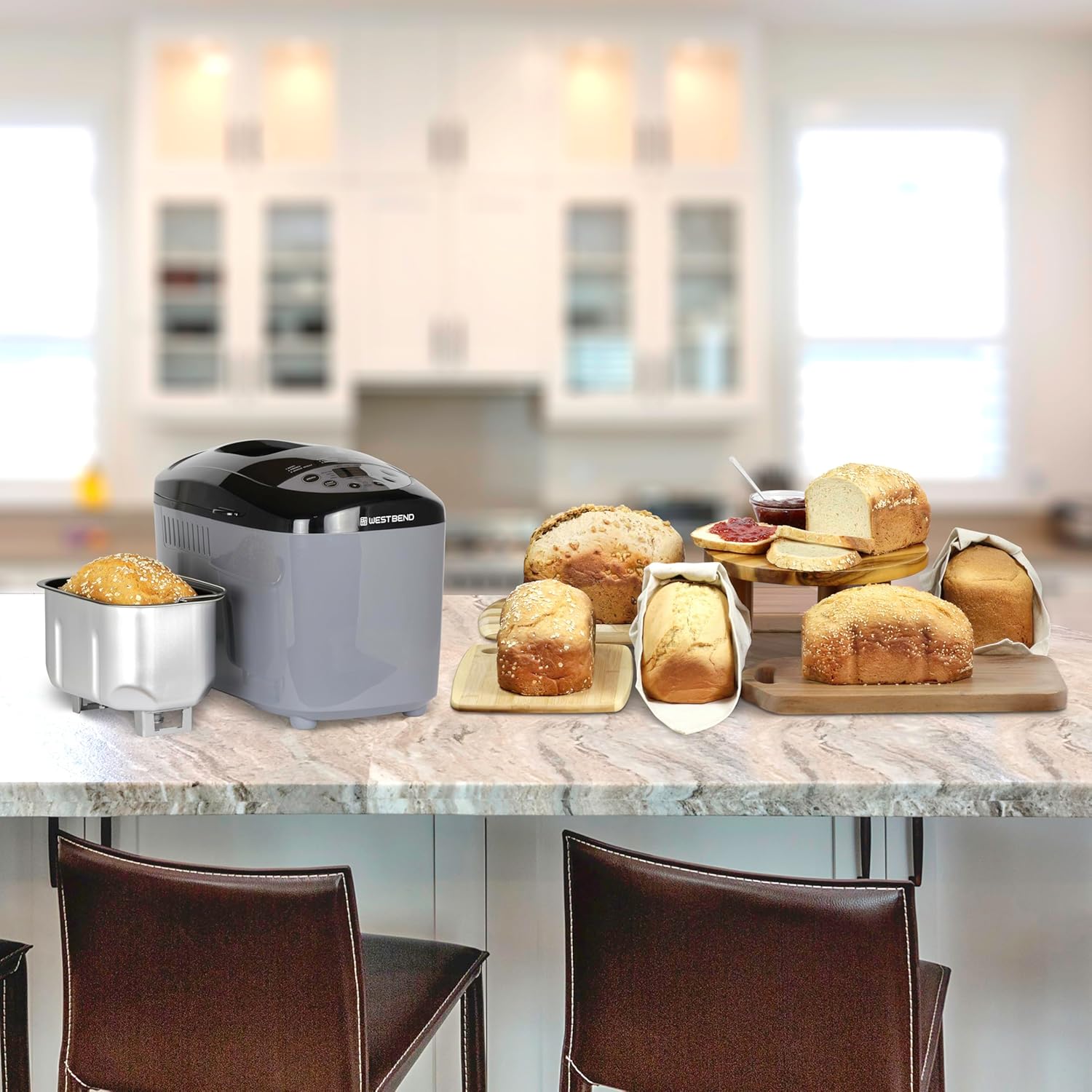 West Bend Hi-Rise Bread Maker Machine Programmable 12 Programs Including Gluten Free & 3 Loaf Sizes and Crust Colors