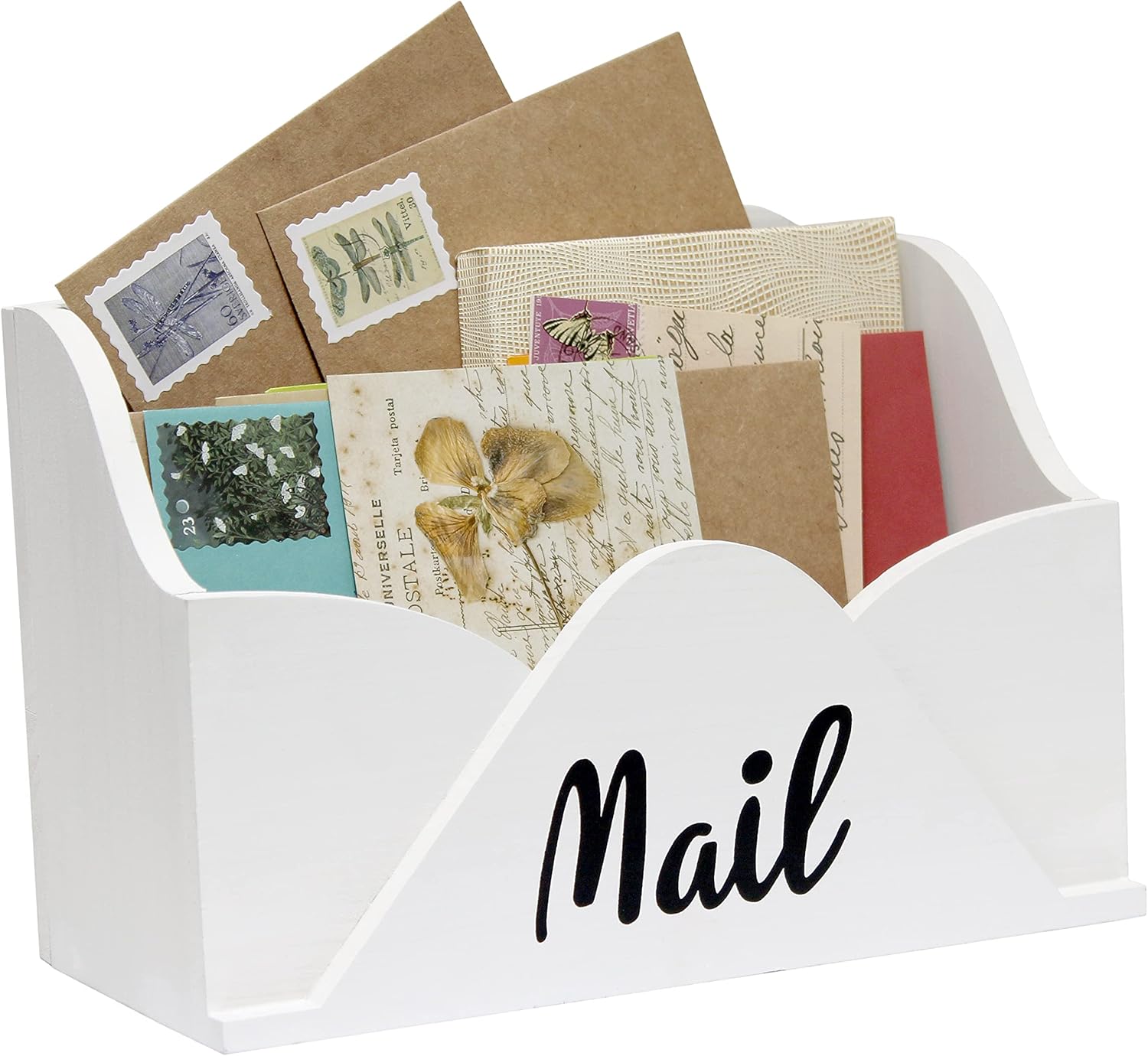 Elegant Designs Homewood Farmhouse Wooden Decorative Envelope-Shaped Desktop Letter Holder