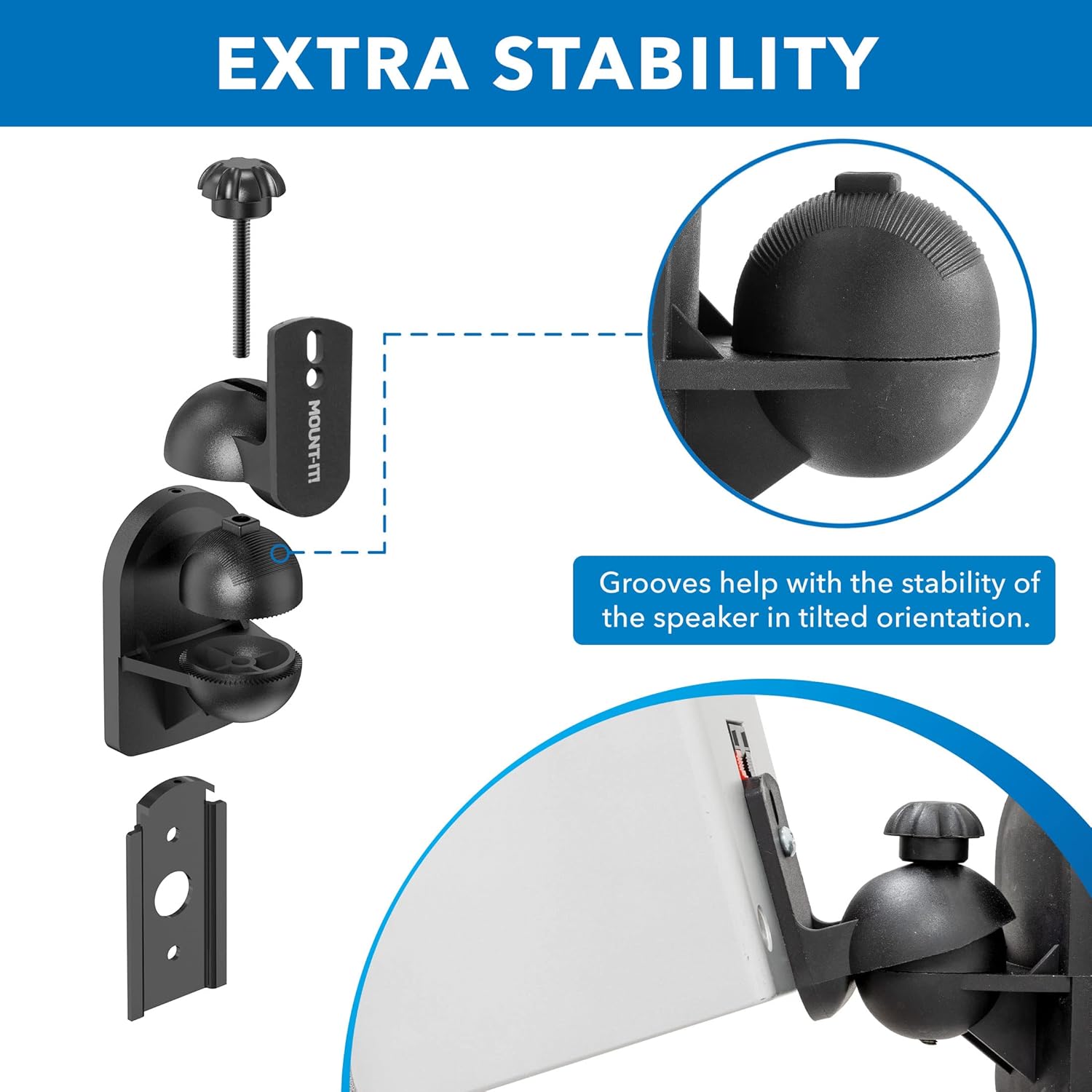 Mount-It! Speaker Wall Mount Full Motion Brackets for Surround Sound Satellite Ceiling and Bookshelf Speakers, 2 Mounts