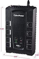 CyberPower CP685AVRG AVR UPS Battery Backup and Surge Protector, 685VA/390W, 8 Outlets, Compact, UL Certified CP685AVRG UPS System
