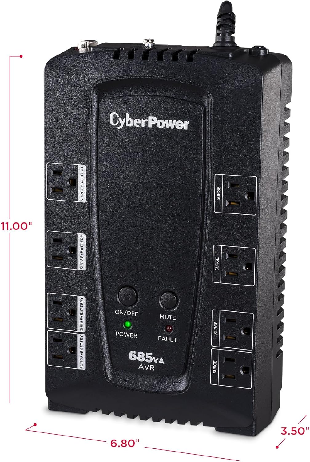 CyberPower CP685AVRG AVR UPS Battery Backup and Surge Protector, 685VA/390W, 8 Outlets, Compact