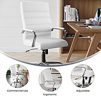 Flash Furniture Whitney Swivel LeatherSoft Desk Chair with Padded Seat and Armrests