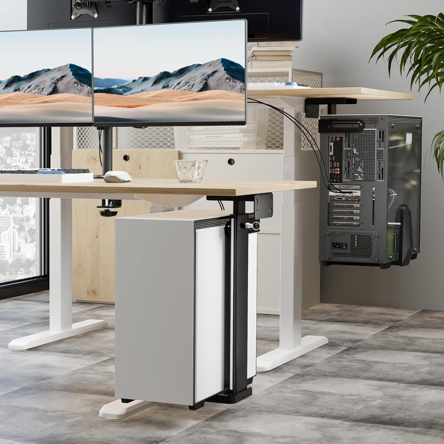 Mount-It! CPU Under Desk Mount Bracket, Height Adjustable Heavy Duty Computer Tower Wall Mount, 44 lbs Weight Capacity