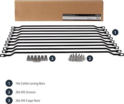 StarTech.com 1U Horizontal Cable Lacing Bar for 19in Racks