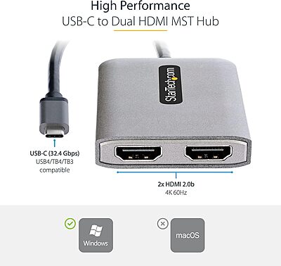 StarTech.com USB to Dual HDMI Adapter for Windows