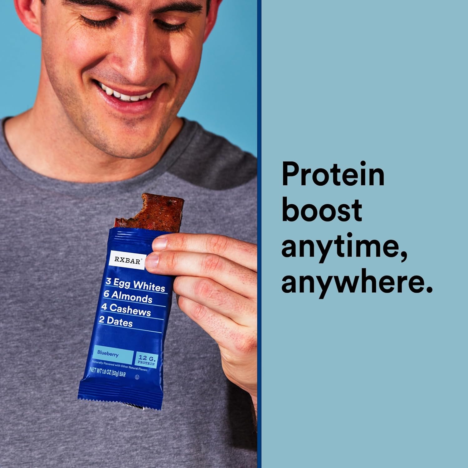 RXBAR Protein Bars, Protein Snack, Snack Bars, Blueberry, 22Oz Box (12 Bars) 12 Count