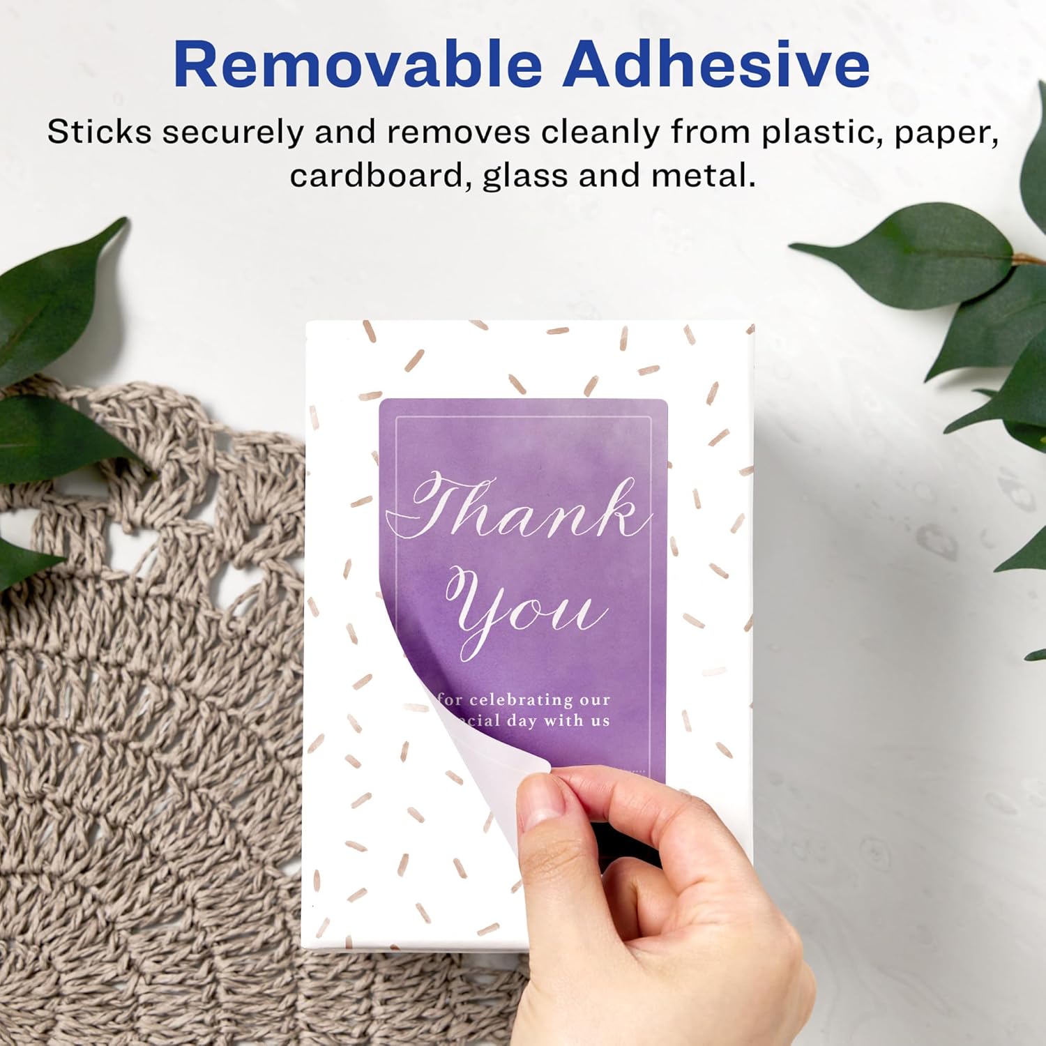 Avery Matte White Removable Rectangle Labels, Sure Feed Technology, Print-to-The-Edge, 4" x 3-1/3"