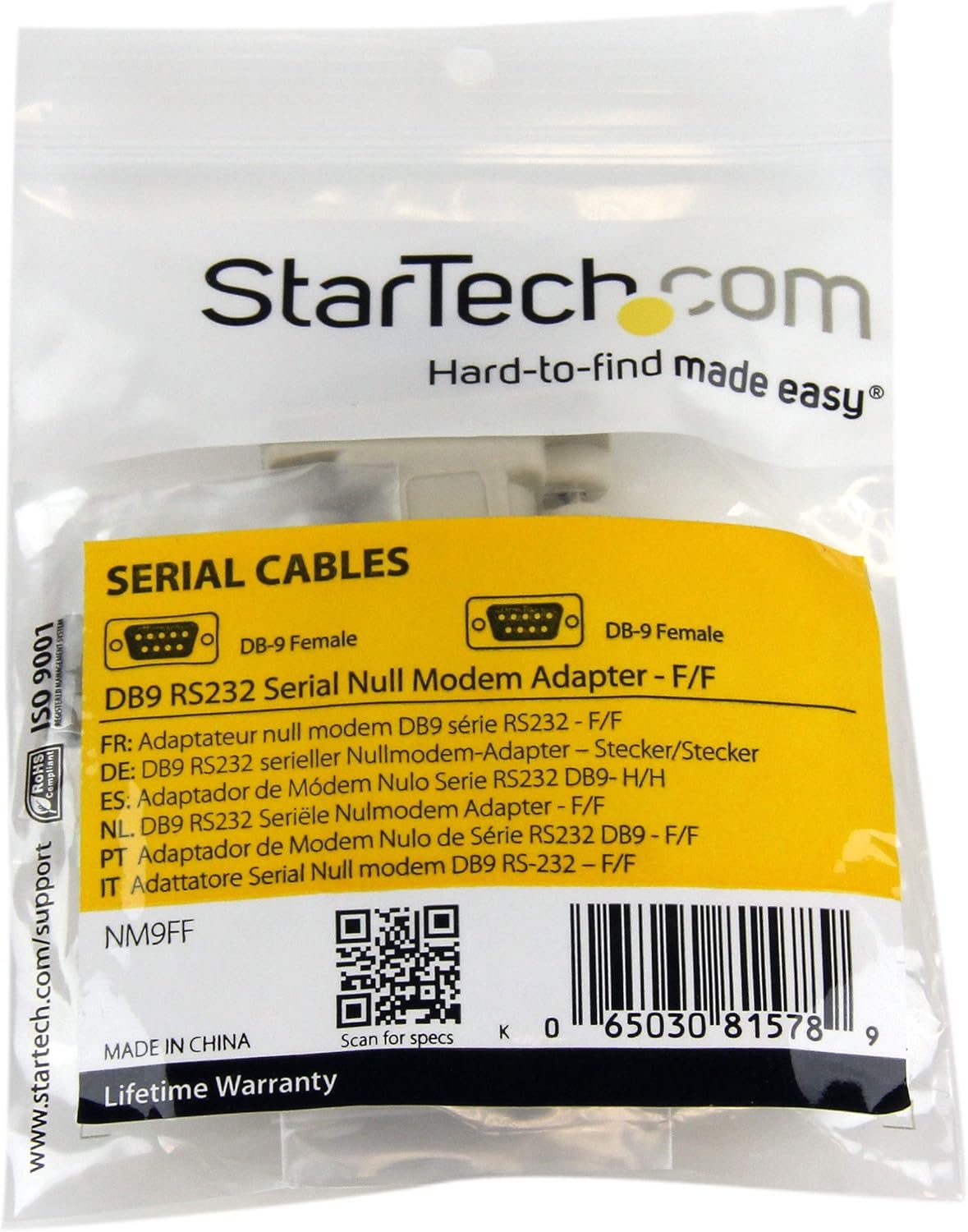 StarTech.com DB9 RS232 Serial Null Modem Adapter - F/F - NM9FF (Pack of 2)