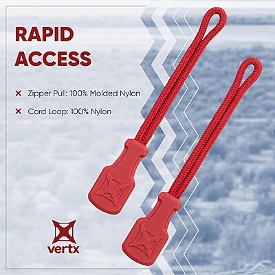 Vertx Rapid Access Zipper Pull Tab Kit, Replacement Puller for Backpack, Luggage, Bag, Handbag