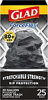 Glad Trash Bags, ForceFlexPlus Black Large Drawstring Garbage Bags, 30 Gal, 25 Ct (Package May Vary) 25 Count (Pack of 1)