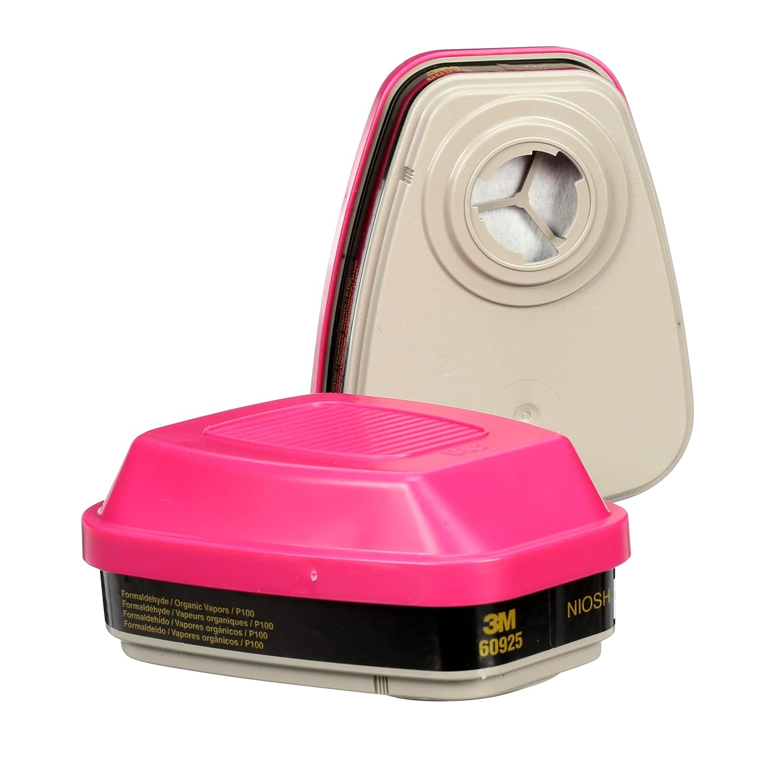 3M P100 Respirator Cartridge/Filter 60925, 1 Pair, NIOSH APPROVED, Protects Against Formaldehyde