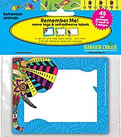 Barker Creek Name Badges & Self-Adhesive Labels, Bohemian Animals, Multi-Design, Multi-Purpose Name Tags, Gift Tags, and More! 3.5" x 2.75", 45 per Pkg, Home, School and Office Supplies (1548)