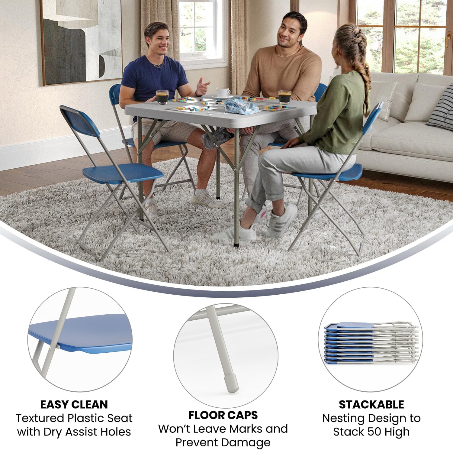 Flash Furniture Hercules Series Commercial-Grade Plastic Folding Chair - 650LB Weight Capacity