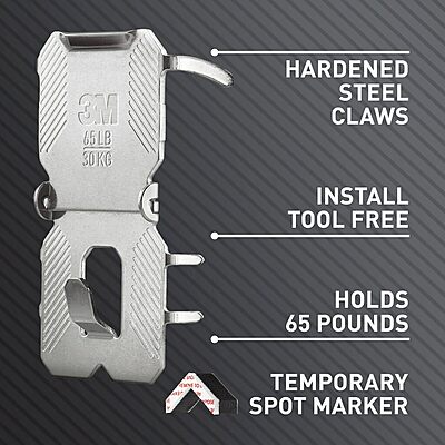 3M CLAW 65 lb. Drywall Picture Hanger with Spot Marker, Gray, 2 Hangers, 2 Spot Markers