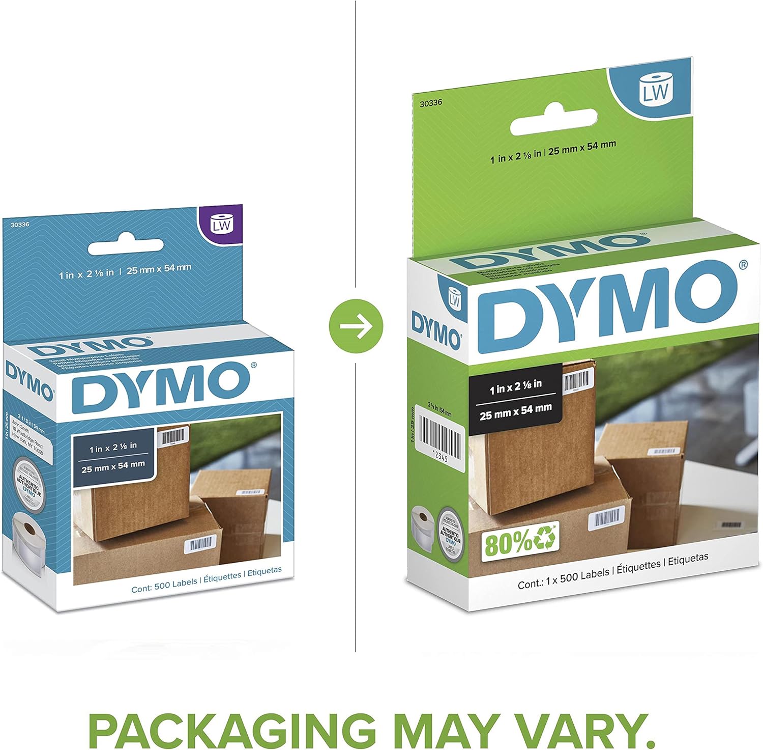 DYMO Authentic LW Multi-Purpose Labels DYMO Labels for LabelWriter Printers Great for Barcodes 1" x 2-1/8" 1 Roll of 500 1