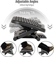 Mind Reader Foot Rest, Under Desk at Work, Ergonomic, Height Adjustable, Office, Plastic, 17" L x 13" W x 6.25" H, Set of 2