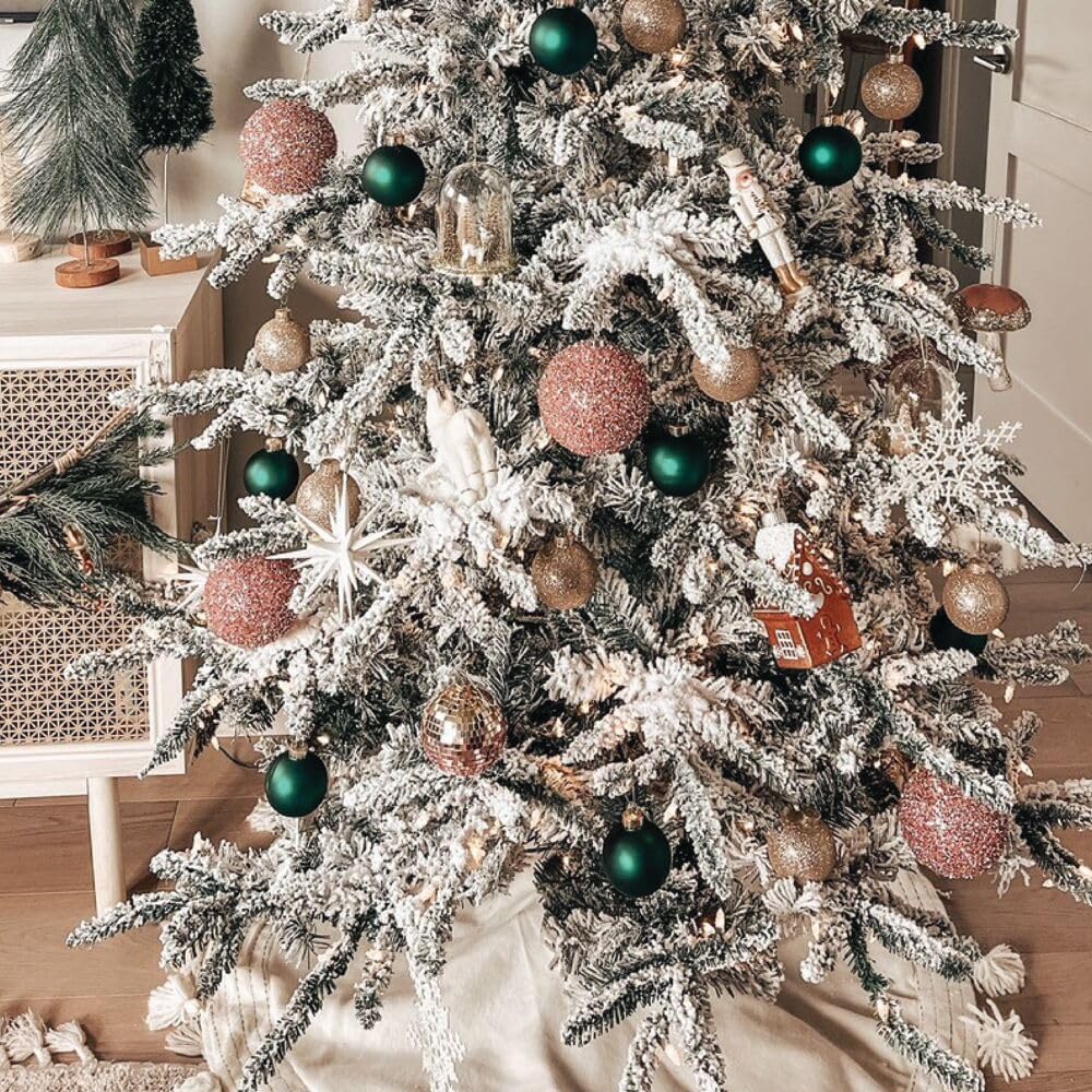 FRASER HILL FARM 7.5-Ft. Mountain Pine Flocked Artificial Christmas Tree