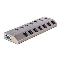 StarTech.com 7-Port Self-Powered USB-C Hub with Individual On/Off Switches, USB 3.0 5Gbps Expansion Hub w/Power Supply, Desktop/Laptop USB-C to USB-A Hub, USB Type C Hub w/BC 1.2 (5G7AIBS-USB-HUB-NA)